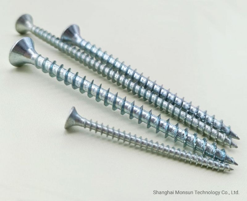 Yellow/Blue Zinc Plated Saw Thread Pozi Drive Countersunk Flat Head Self-Tapping/Cutting Point Chipboard Screw