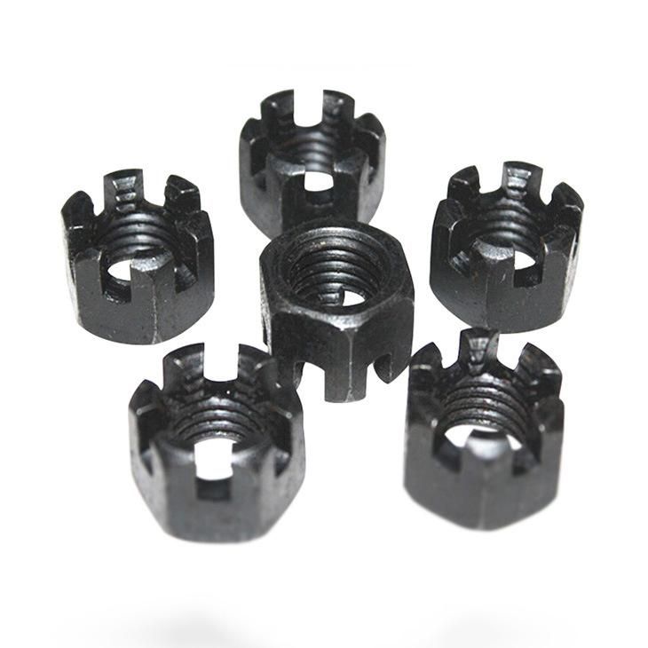 12.9 Black Hexagonal Slotted Nuts