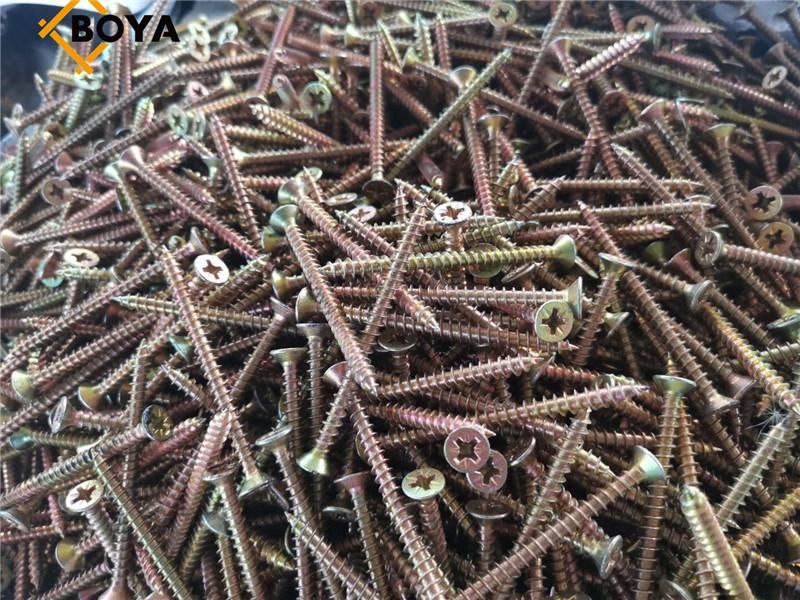 Yellow Zinc Pozi Drive Double Countersunk Head Wood Chipboard Screw/Tornillos
