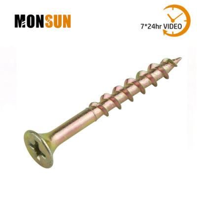 C1022 Yellow Zinc Plated Cross Recess Bugle Head Tapping Wood Screws