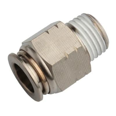 Xhnotion Pneumatic Push to Connector Nickel Plated Brass 1/8&prime;&prime; Thread Male Straight Push-in Fitting