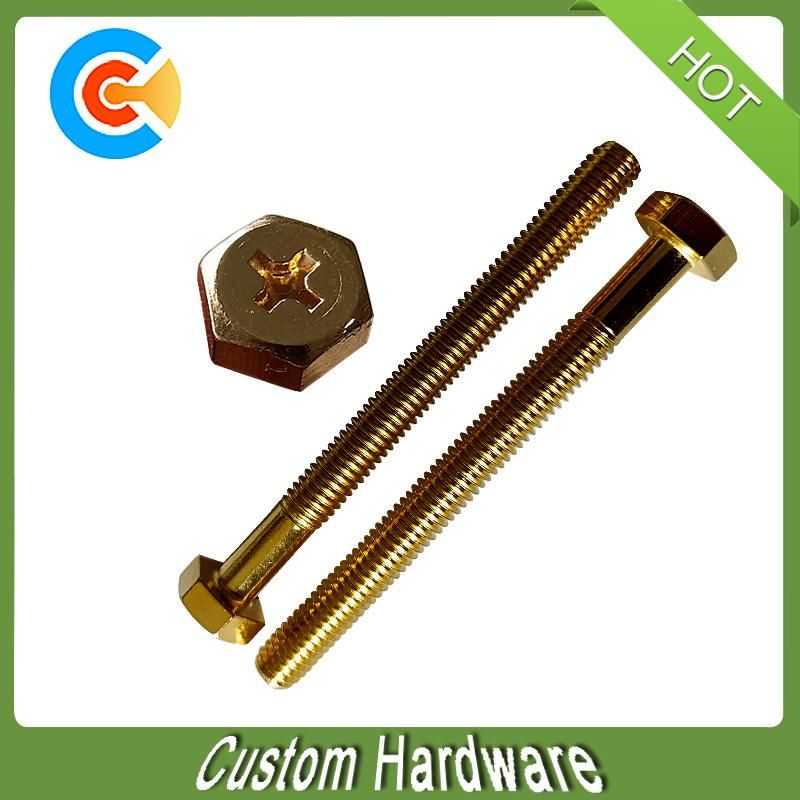 Carbon Steel Gold Plated Phillips Hex Washer Head Machine Screw