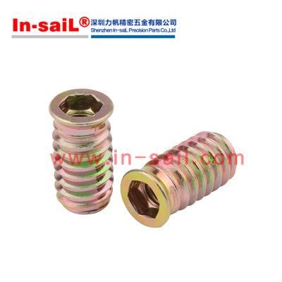 Threaded Insert for Soft Wood - Flanged - 10-32 X 10mm