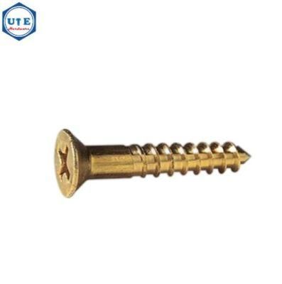 M2.5 M3 M3.5 M4 Flat Head Phillips Drives Wood Screw of Brass Material