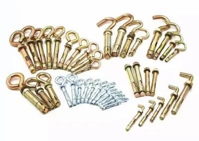 Carbon Steel Yellow Color 4PCS Fix Bolt with Hook Rawl Bolt M6 M8 M10 M12 M16 M20