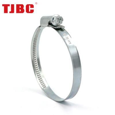 9mm Bandwidth W1 Non-Perforated Partial Head Worm Gear Type German Hose Clamp for Automobile, Adjustable Range 35-50mm