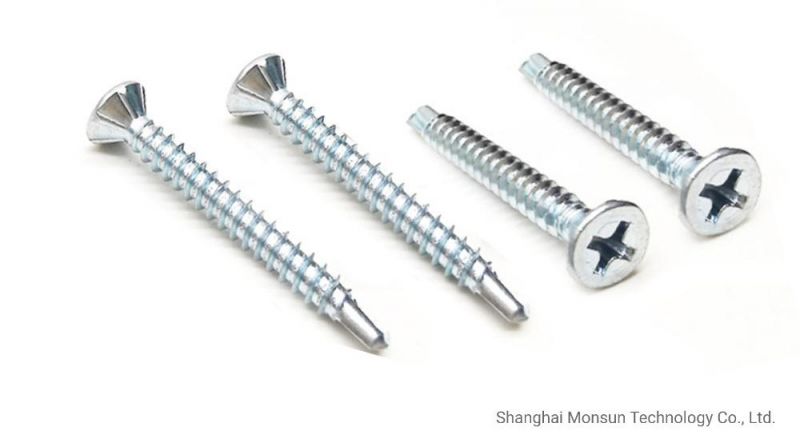 Countersunk Head with Nibs Phillips Bright Zinc Self Drilling Screw for Metal