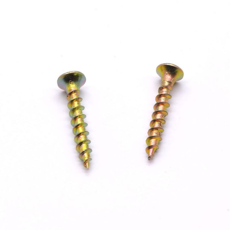 Angola Tanzania Colombia Market/Ot Sale Carbon Steel Chipboard Nail Yellow Zp Ecological Plate Nail Self Tapping Screw Factory Supply