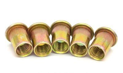 Steel Rivet Nuts Galvanized Knurling Serrated Flat Head