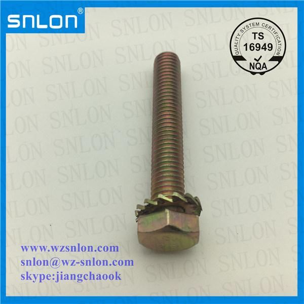 Yellow Zinc Full Thread Hex Cap Sems Screw Assembled a Serrated Washer