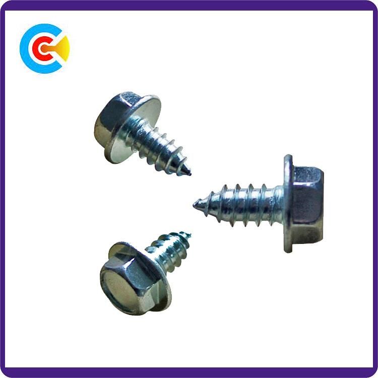 Carbon Steel Galvanized Hexagonal Flange M6 Non-Slip with Self-Tapping Screws