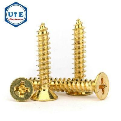 H62 Brass Material Flat Head Cross Recess Drives Self Tapping Screws DIN7982