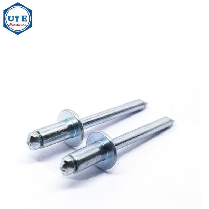 All Steel Open End Dome Head Blind Rivets DIN7337 Zinc Plated