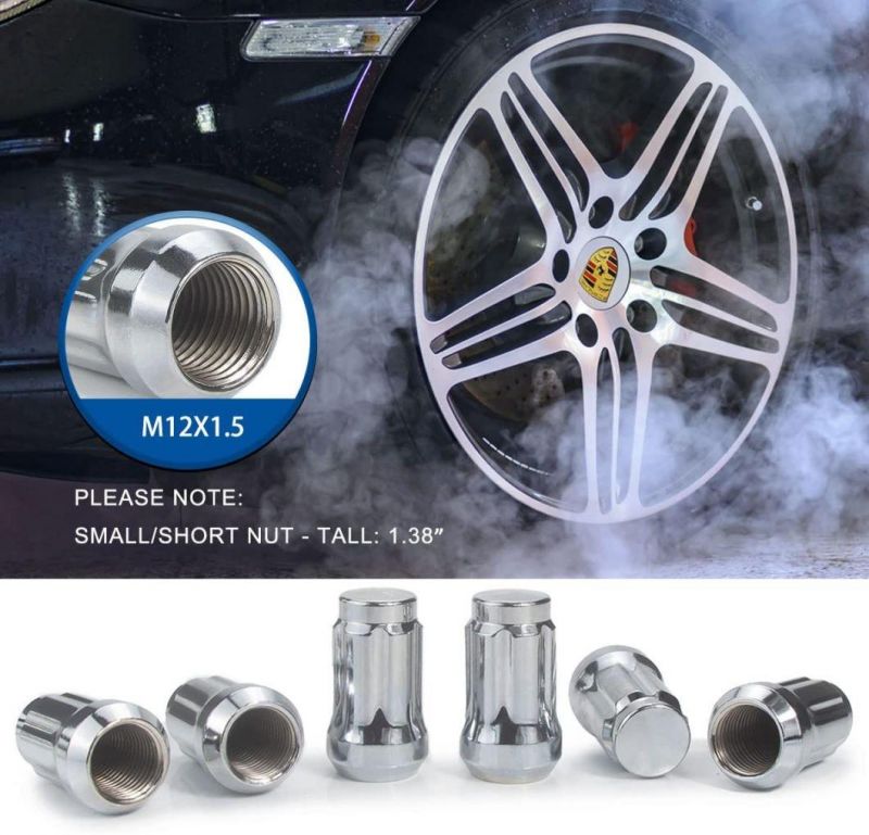 Chrome Acorn Spline 1.38" Tall 3/4" M12X1.5 Lug Nuts with 20+1