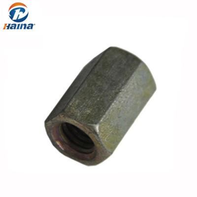 Color Zinc Plated Hex Long Nut DIN 6334, Coupling Nuts, High Quality Hexagon Long Nut M6-M36, High Strength Long Hexnut