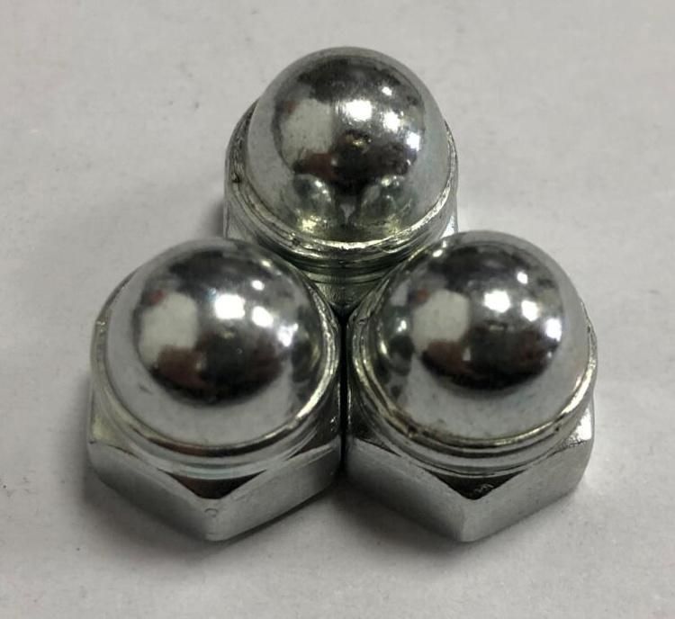 Carbon Steel Hex Domed Cap Nuts Welding Type with Non-Metallic Insert Zinc Plated