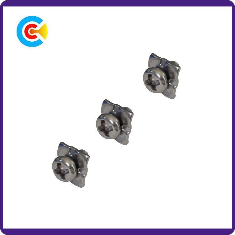 DIN/ANSI/BS/JIS Carbon-Steel/Stainless-Steel Cross Pad Combination Screws Fan Combination Screws