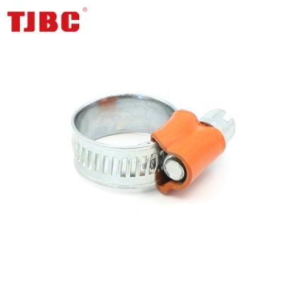 Adjustable Non-Perforated Worm Drive British Type 304ss Stainless Steel Hose Clamp with Color Head Tube Housing, Range 22-32mm