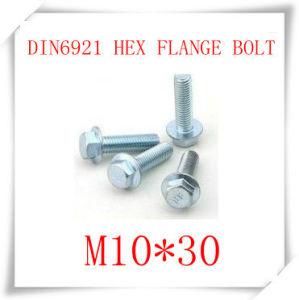 100PCS M10*30 -DIN6921-Carbon-Steel-with-Zinc-Hex-Bolts-with-Flange