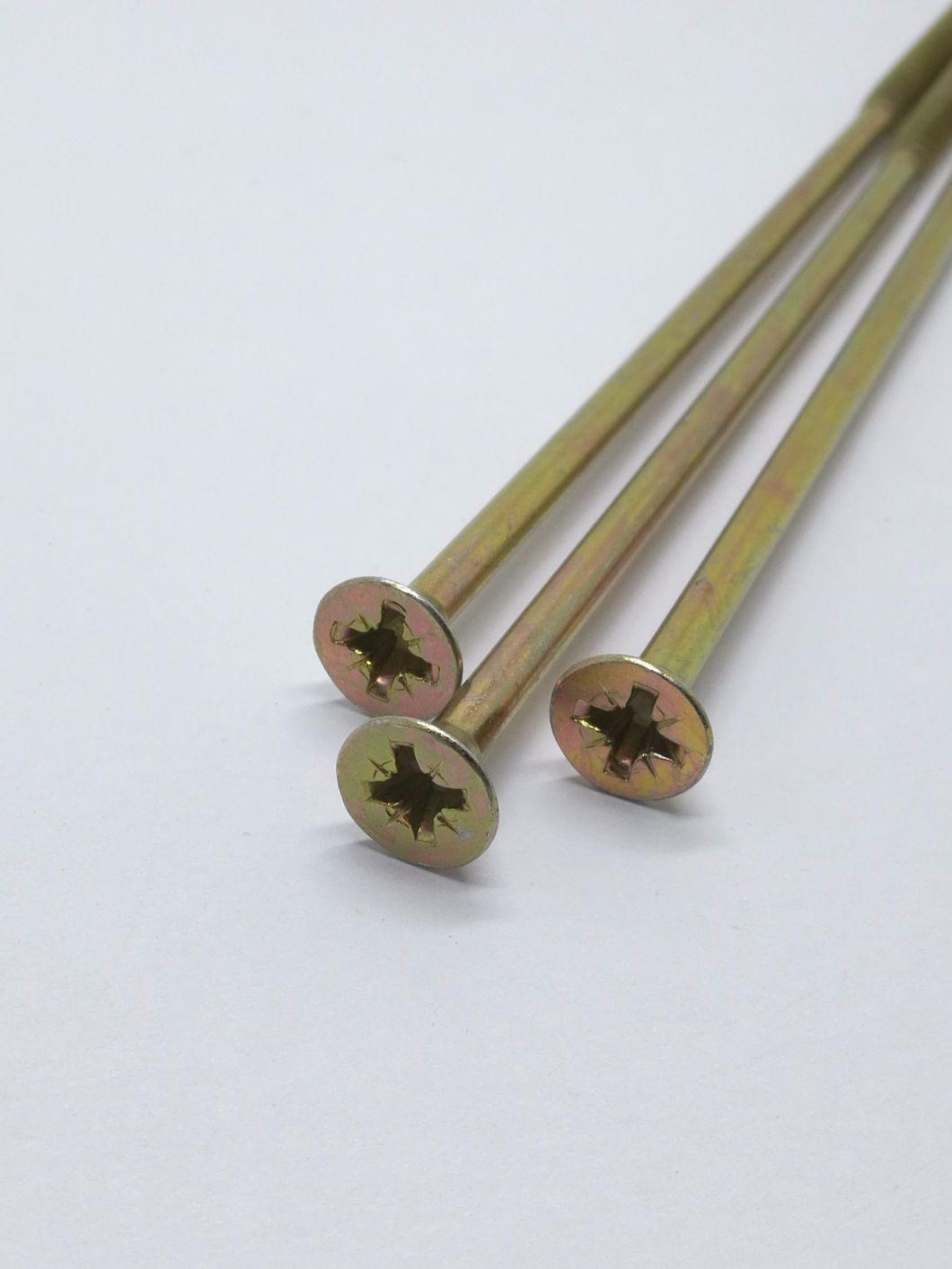 Yellow Galvanized Countersunk Head Pozidriv Drive Steel Metal Self Tapping Screws/Chipboard Screw