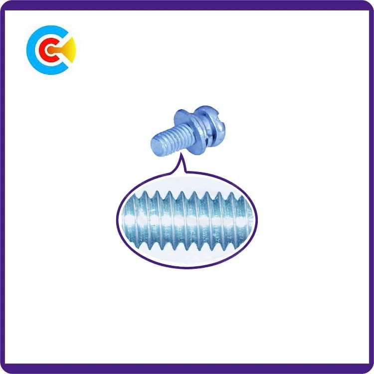 Blue Zinc Stainless Steel Cross/Phillips Pan Head Screws with Gasket/Washer