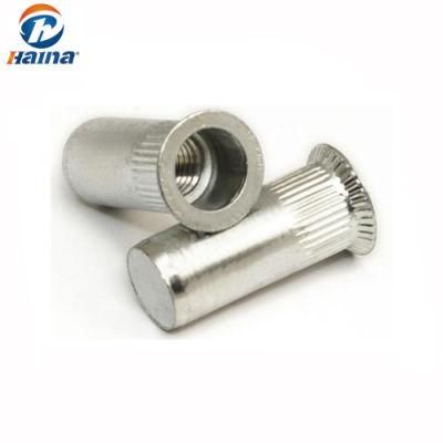 White Zinc Flat Head Knurled Rivet Nut