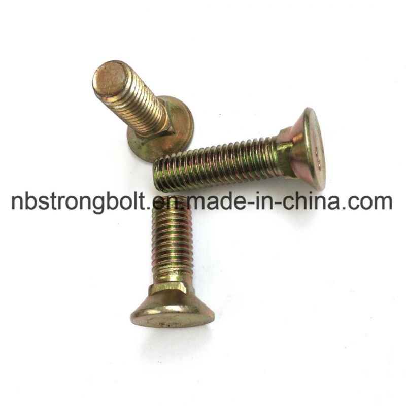 Flat Head Square Neck Screw Yellow Zinc Plated