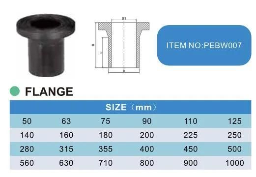 HDPE Butt Welding PE Pipe Fitting Flange for Water with TUV & Ce Certificate