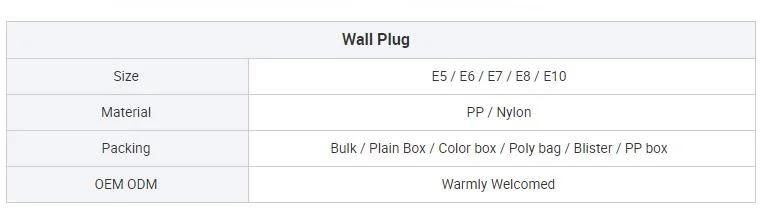 PP Nylon Wall Anchors Plastic Solid Wall Anchor White Color