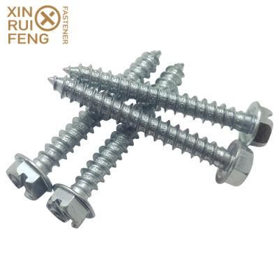 Slotted Drive Hex Head White Zinc Plated Self Tapping Screw Carbon Steel Hardware Fittings