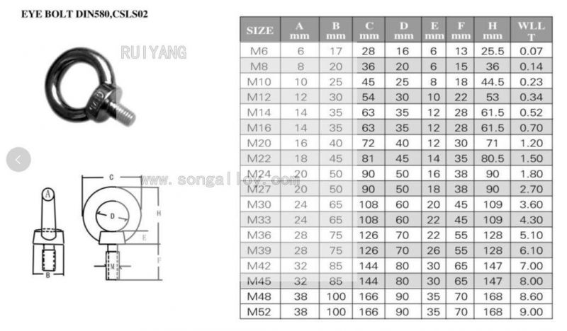 Hardware Rigging DIN580 Stainless Steel Lifting Eye Bolt M16