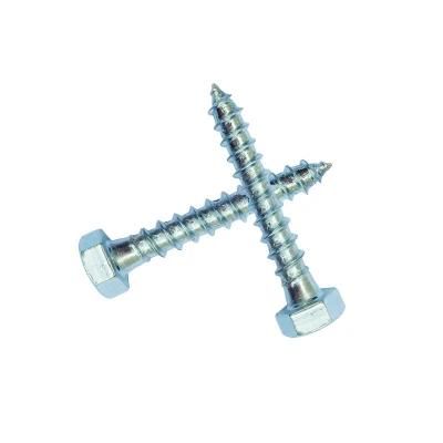 Blue-White Zinc Plated Outer Hexagon Head Self Tapping Screws, Lag Screw Wood Screw