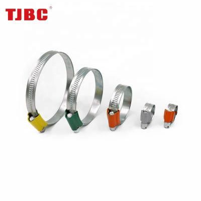 Adjustable W1 Zinc Plated Steel Worm Gear British Type Hose Clamp with Tube Housing, 11.7mm Bandwidth, 44-56mm