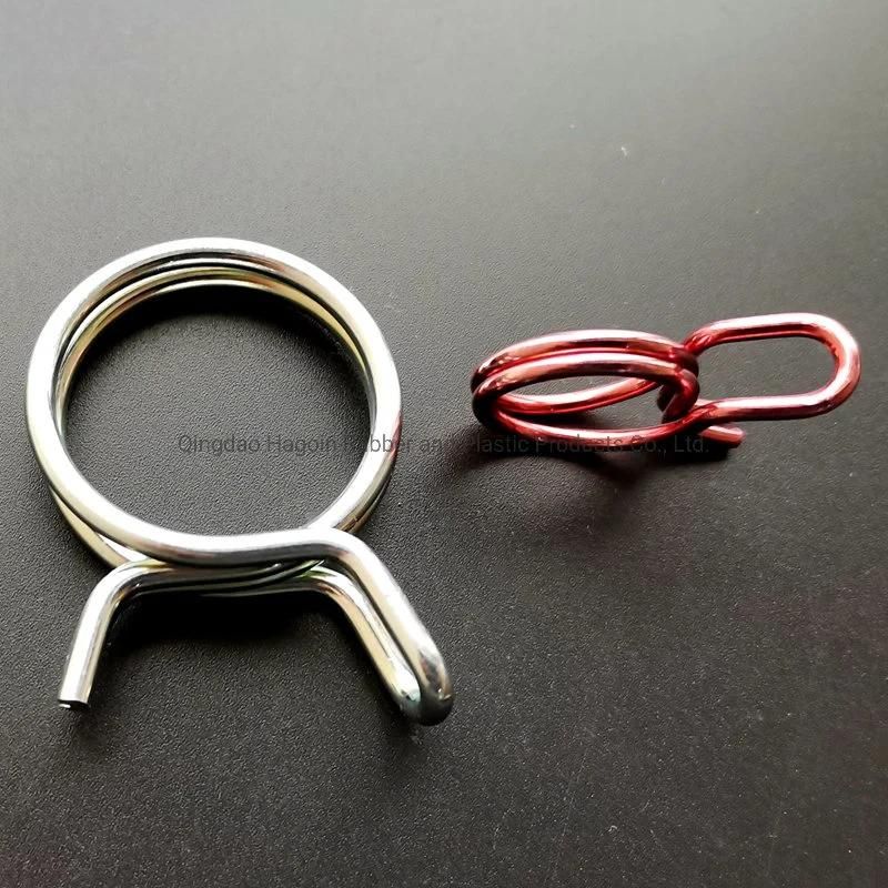 Stock ID 15mm Red Zinc Plated Double Wire Spring Type Tubing Clip Pipe Hose Clamp
