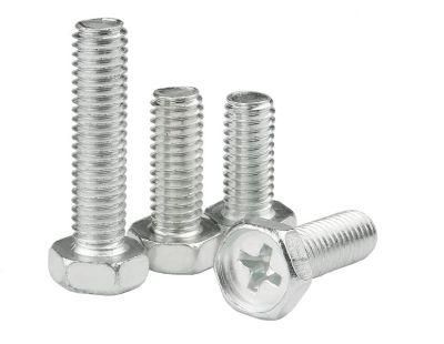 Galvanized Cross External Hexagon Screw External Hexagon Bolt Iron White Zinc Cross Groove External Hexagon Bolt