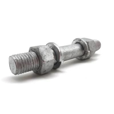 Grade 4.8 6.8 M12 M24 Hot DIP Galvanized Stud Bolt with Nuts and Washers for Power