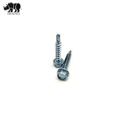 Factory Roofing Screw with 3 Strips on Thread #1 Tail Galvanized Hex Washer Head Drilling Screw Taiwan Quality Gripper Screw