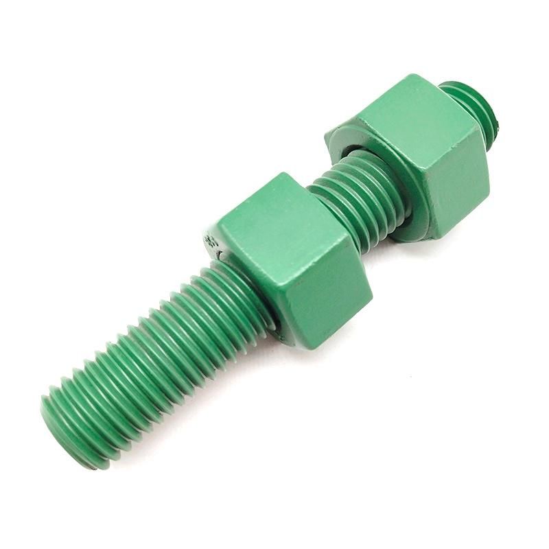 Xylan Green Threaded Rod Stud Bolt with Nuts