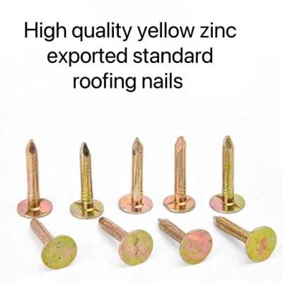 High Quality Yellow Zinc Roofing Nails/Clout Nails/Felt Nails/Big Head Nail/Flat Head Nails