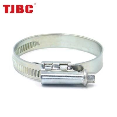 12mm German Type Galvanized Iron Worm Drive Hose Clamp Without Welded Housing, Adjustable Non-Perforated Pipe Tube Clip, 50-70mm