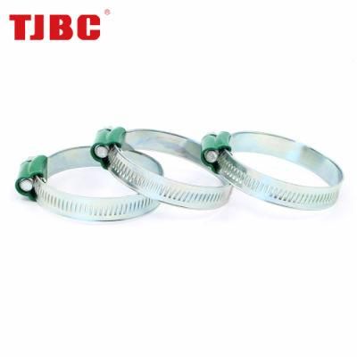 W1 Galvanized Iron British Type Worm Drive Hose Clamp with Color Tube Housing for Automobile Engine, 58-75mm