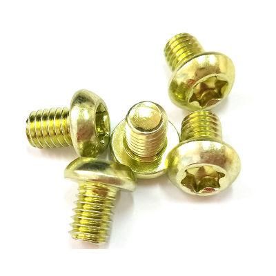 Custom M6 Yellow Zinc-Plated Finish Button Head Torx Machine Screw