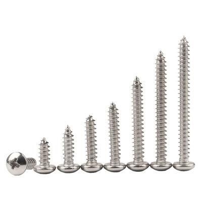 China Factory Price Cross Recessed Pan Head Self Tapping Screws, Phillips Screws, Stain Steel 304/316, Carbon Steel