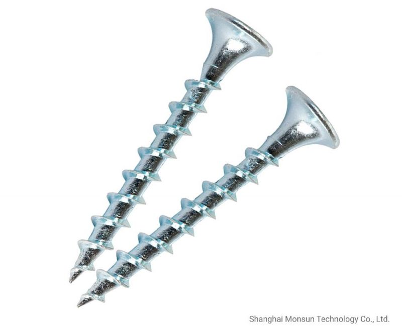 Carbon Steel White Zinc Plated/Black Phosphated Coarse Thread Drywall Screw for Plasterboard on Timber Supports