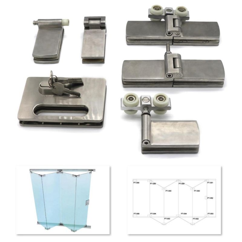 Frameless Glass Folding Door Sliding Roller Fitting Patch for Shop