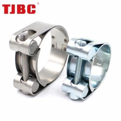 W4 304ss Stainless Steel Heavy Duty Single Bolt Unitary Hose Clamp with Double Layers Robust Bands for Exhaust Pipe, 80-85mm