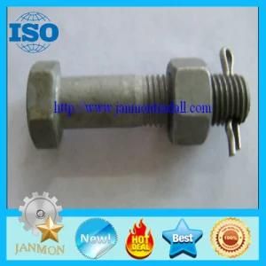 Customized Special Zinc Plated Hex Head Bolt with Hole in Head (as drawing) , Bolt with Nut and Pin Grade 10.9