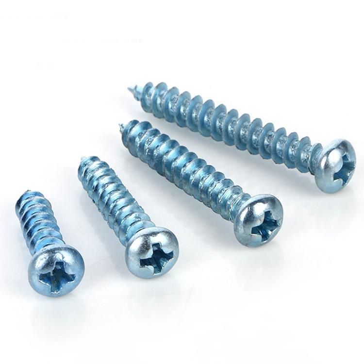Blue and White Zinc Plated Cross Pan Head Tapping Screw