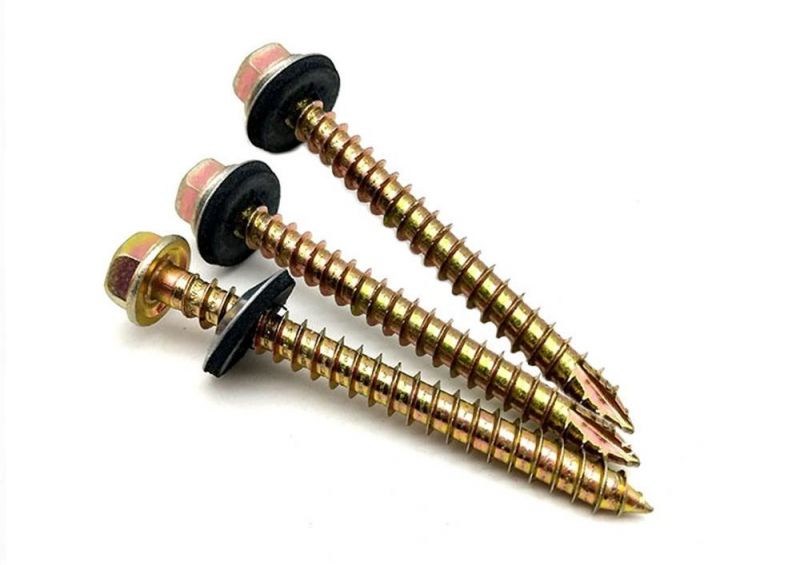 Zinc Steel Hex Flange Head Self Tapping Roofing Screw with Round Cut EPDM Washer
