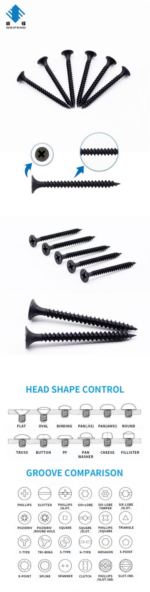 Galvanized/ Gray Phosphorus Screws Drywall Screw for Wood Frame